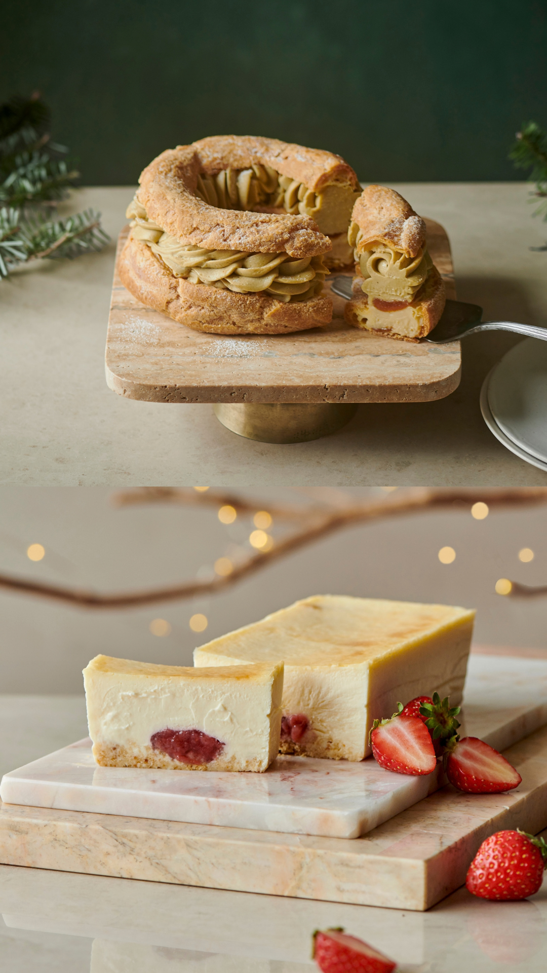 Paris-Brest Pistachio Apricot & Mr. CHEESECAKE Strawberry Mascarpone